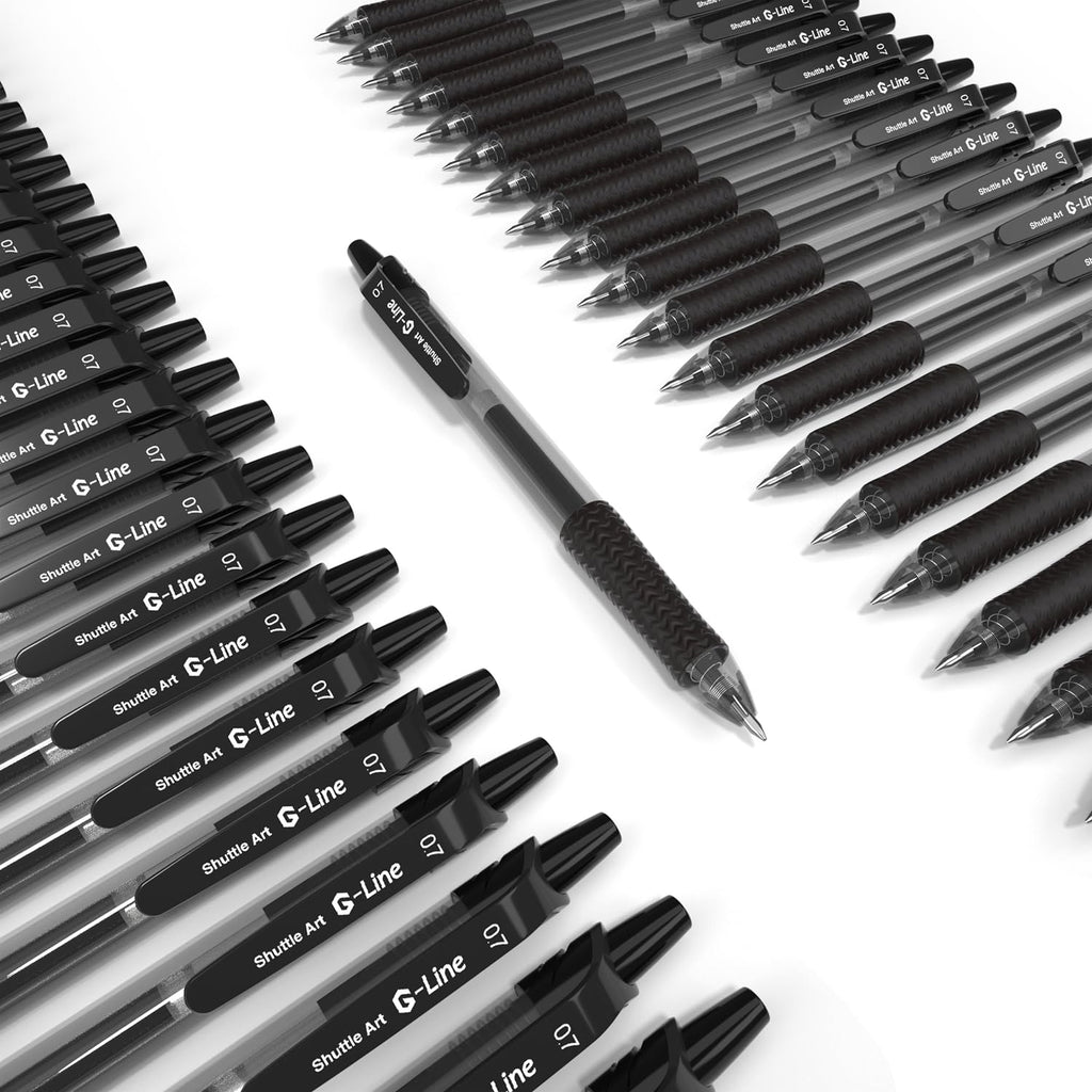 Lineon 46 Pack Black Gel Ink Pens (20 Gel Pens with 26 Refills) Medium Point Retractable Writing Smooth Writing with Comfortable Grip for Office School