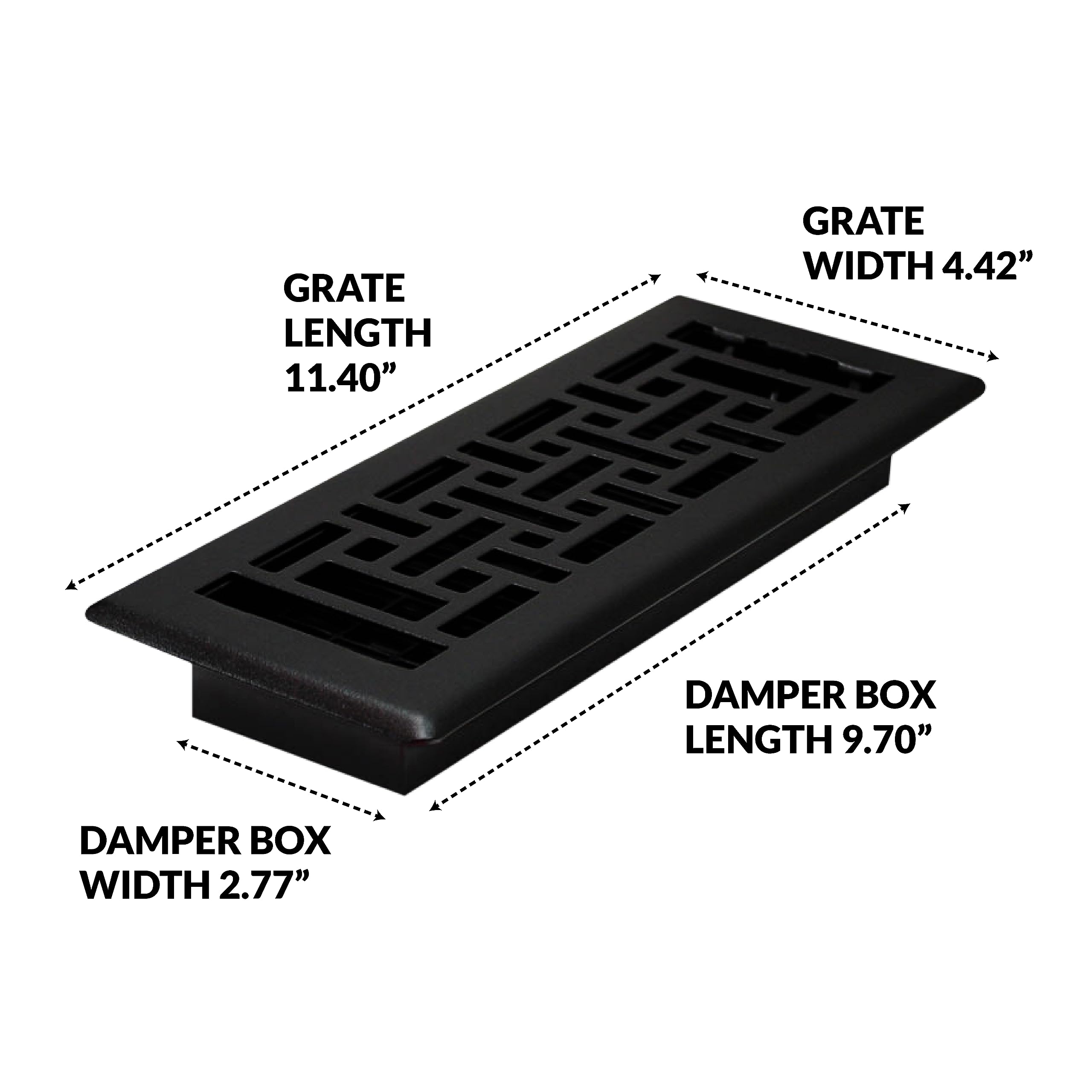 Decor Grates AJH310-BLK Oriental Floor Register, 3x10 Inches, Textured Black