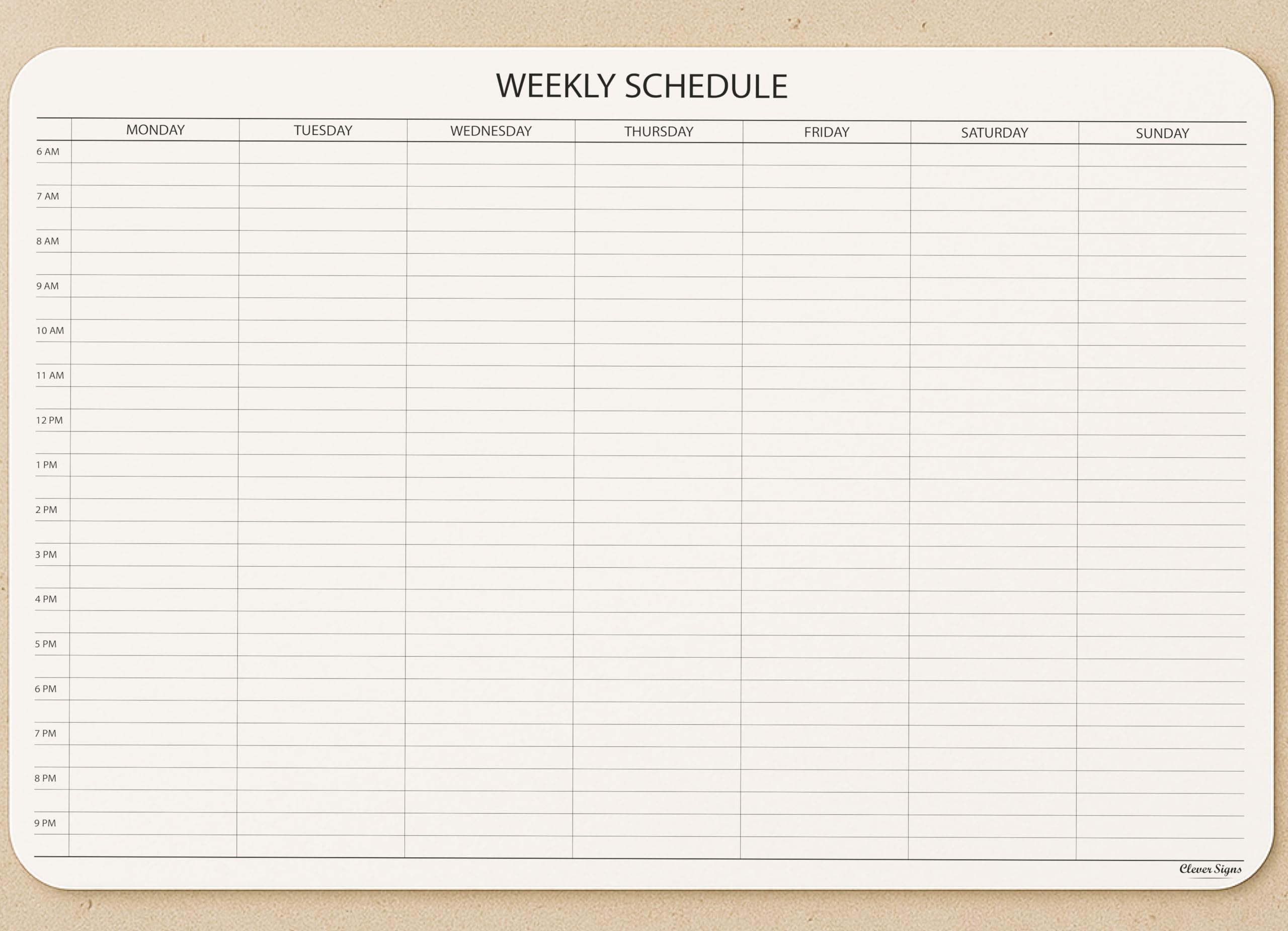 Schedule Pad, Tear Off Undated Weekly Planner Notepad, A4 Size (8,3" X 11,7"), Premium Thick Paper with Cardboard Back Support, Weekly Desk Planner by CLEVER SIGNS