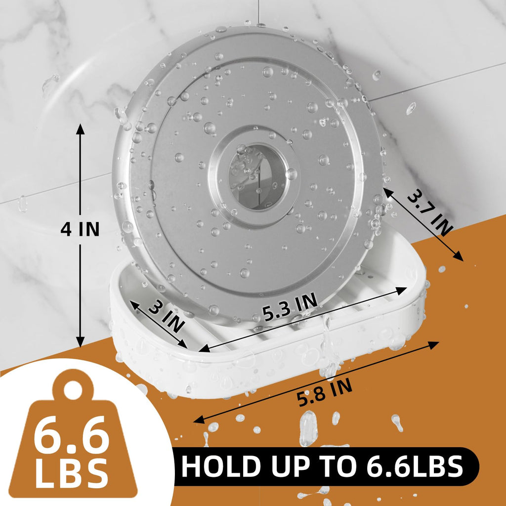 LEVERLOC Suction Cup Bar Soap Holder for Shower, Soap Dish for Bathroom Bathtub Wall, Wall Mounted NO-Drilling, Plastic Self Draining, Removable