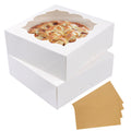LOKQING 20 Pack Pie Boxes 9x9x3Inch Cake Boxes Bakery Boxes with Window for Pie, Cookies, Donuts, Chocolate Covered Strawberries (White)