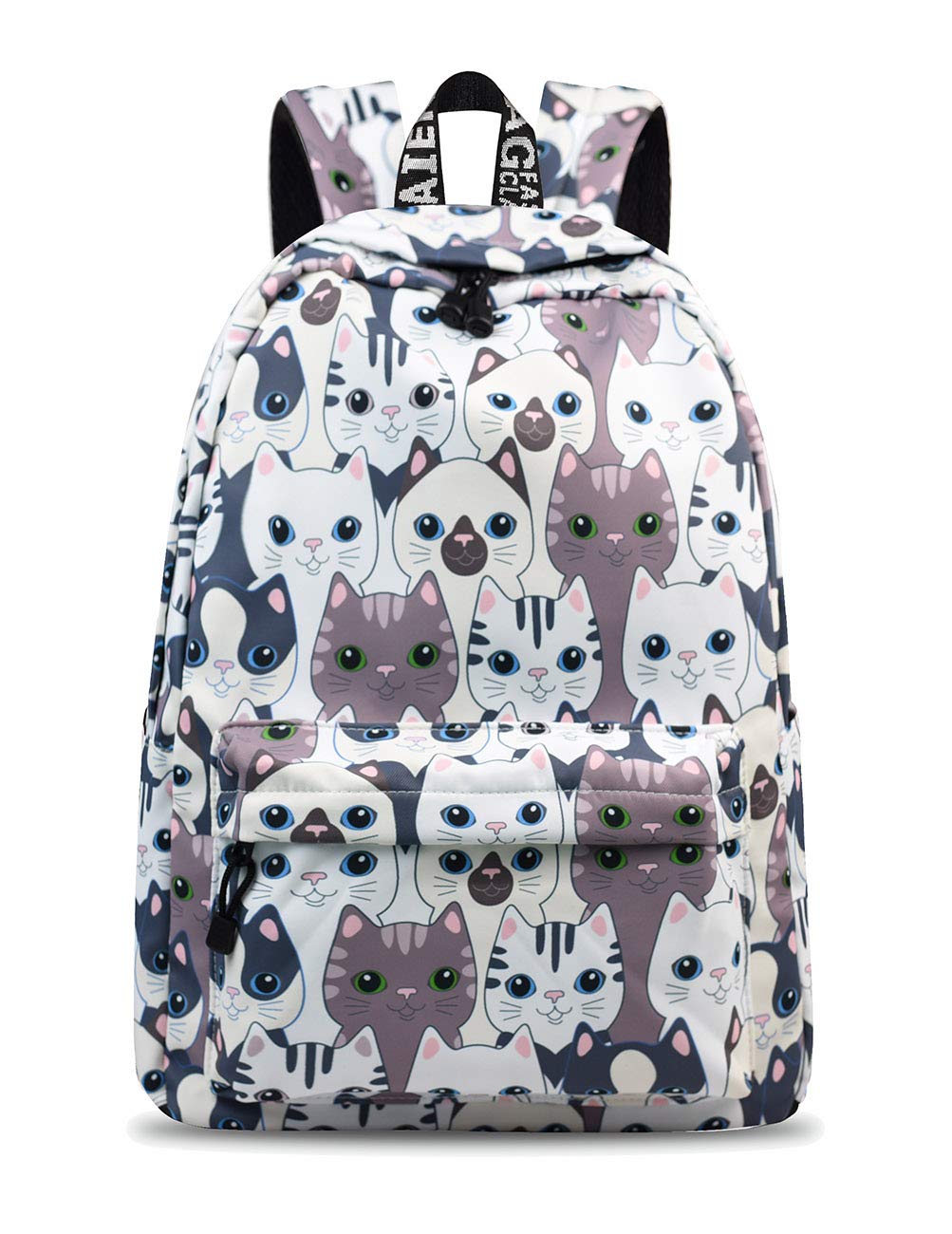 Backpack for Women Girls, YANAIER Cute Floral Waterproof School Bookbag Laptop Backpack Hiking Travel Daypack Cat