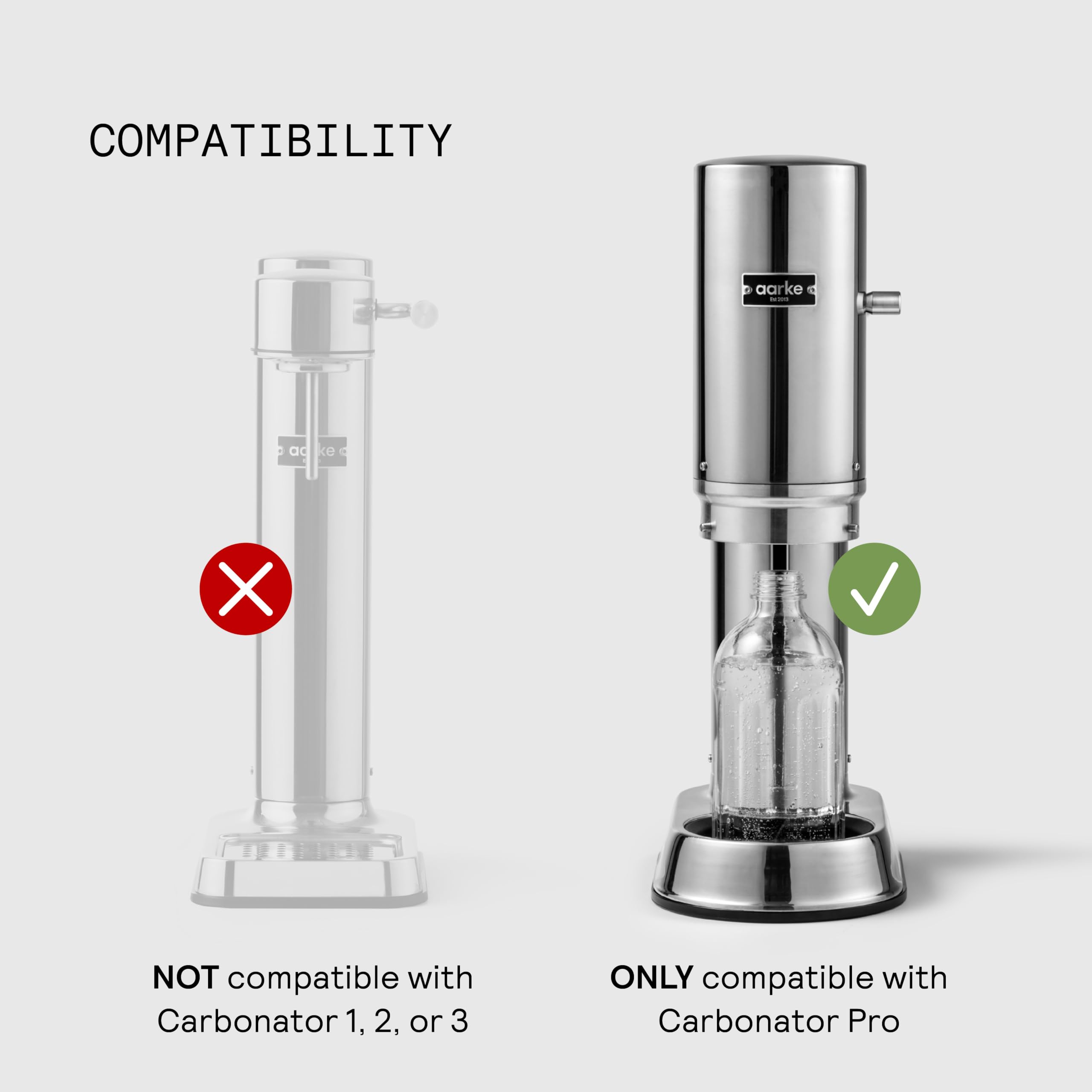 aarke Glass Bottle, Exclusively Compatible with Carbonator Pro Sparkling Water Machine, Stainless Steel Cap, Dishwasher Safe, 800 ml