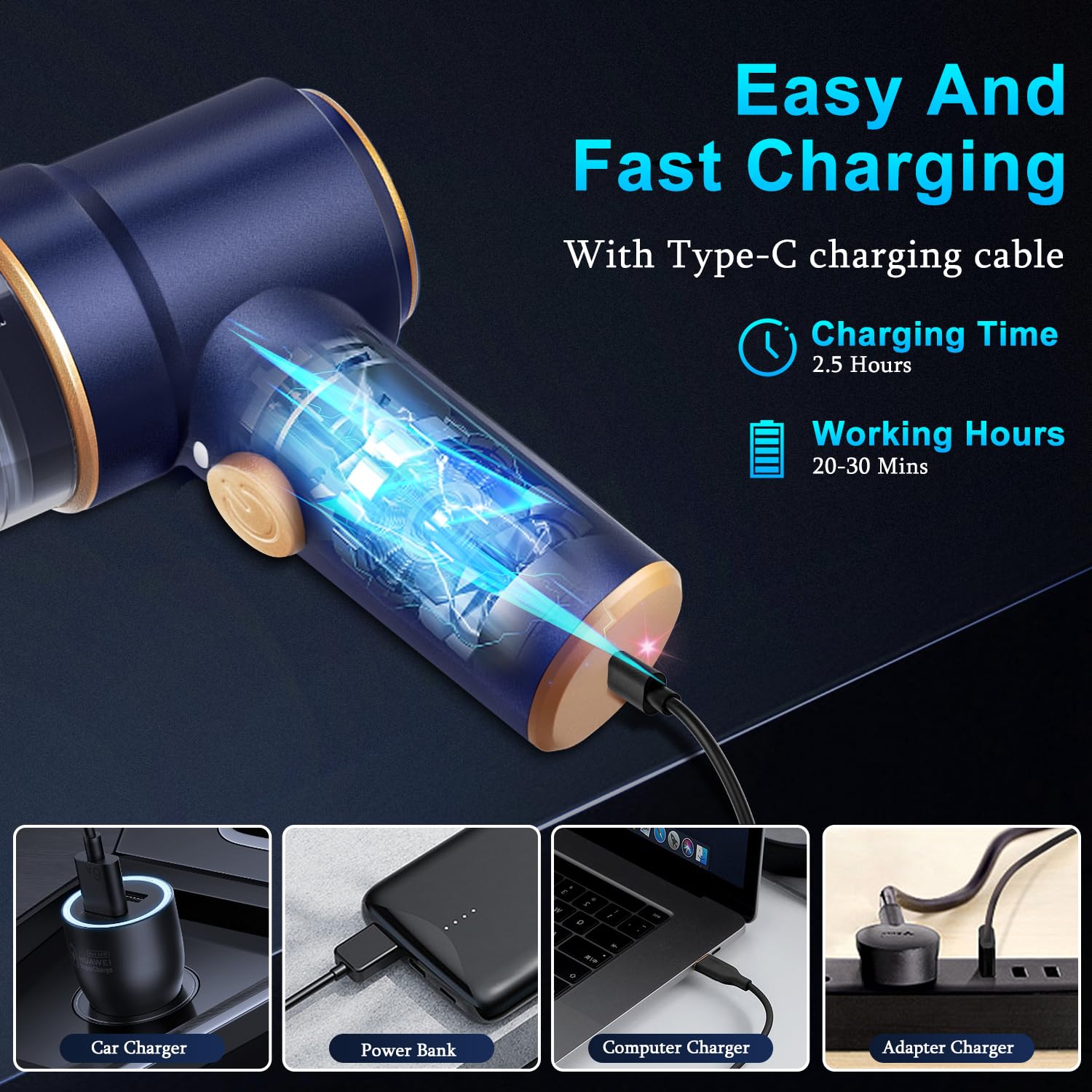 KMM Handheld Car Vacuum Cleaner, 19000Pa Vacuum Cleaner and Air Duster, 120W High Power Hand Held Vacuum with LED Light and Multi-Nozzles for Car, Home, Office, Pet