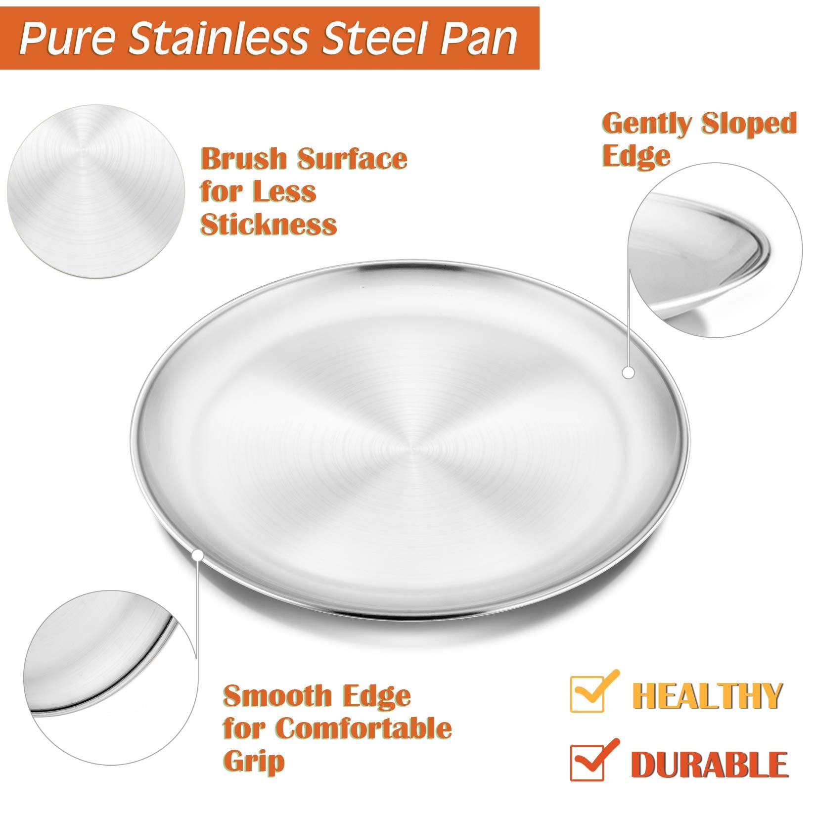 12 Inch Pizza Pan Set, 3 Pcs P&P CHEF Stainless Steel Round Baking Pizza Pans Pizza Tray for Pizza, Pie, Cake, Cookie, Non-Toxic & Healthy, Heavy Duty & Durable, Oven & Dishwasher Safe