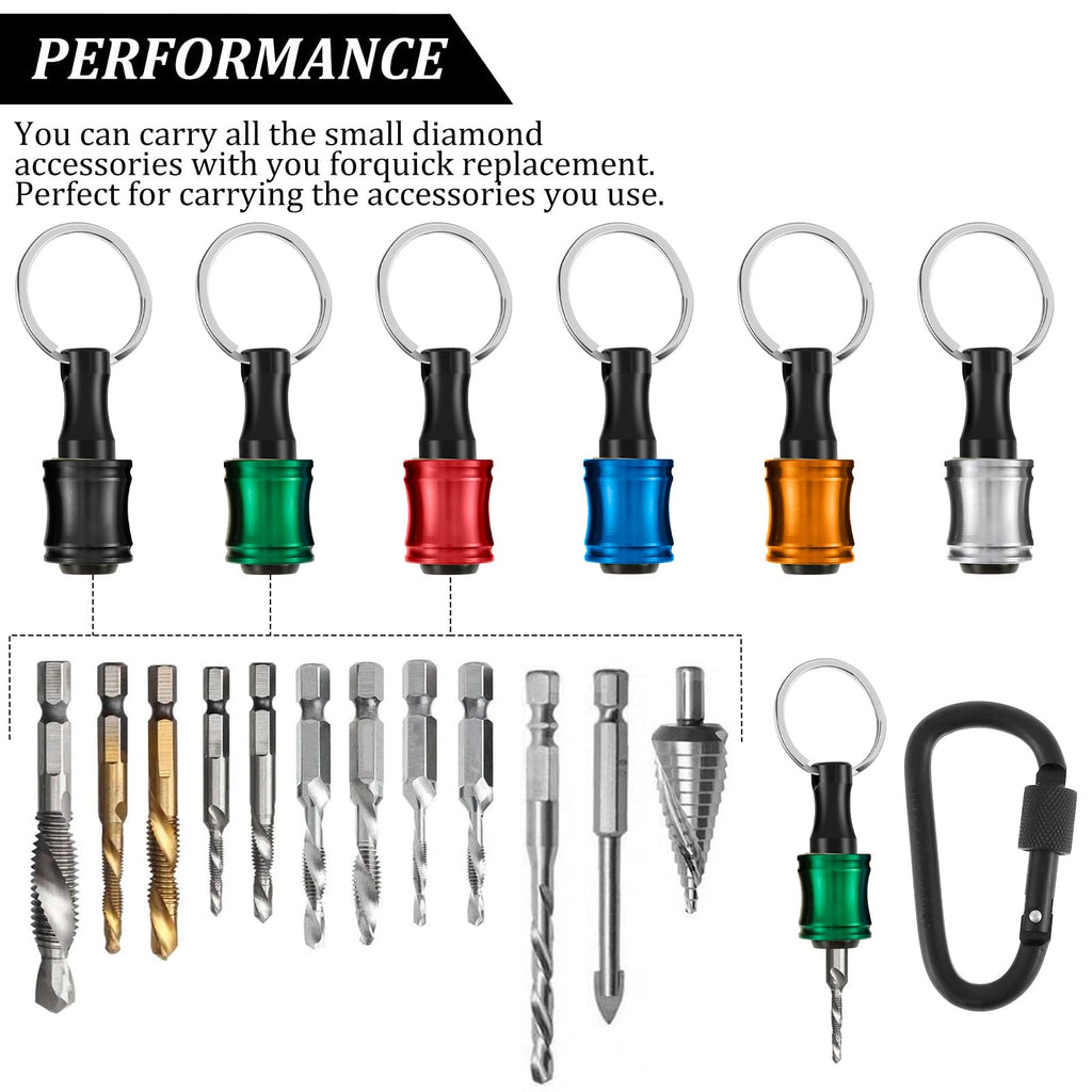 24Pcs Carabiner Bit Holder Keychain 1/4 inch Hex Hex Shank Drill Bits Holder Universal Bit Holder Key Chain Quick Release Bit Holder Extension Bar Screwdriver Bit Holders Gifts for Men