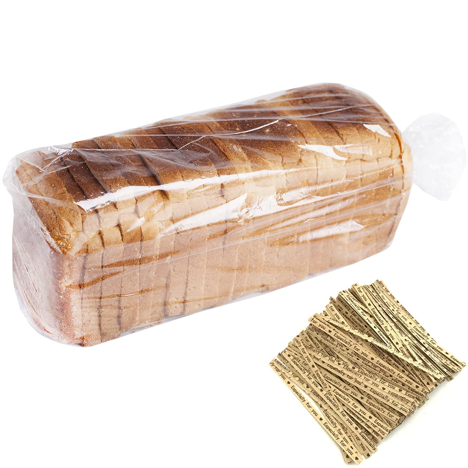 Bread Bags With Ties,100 Pieces 18x4x8 Inches Reusable Plastic Loaf Storage Bags for Homemade Bread Gift Giving