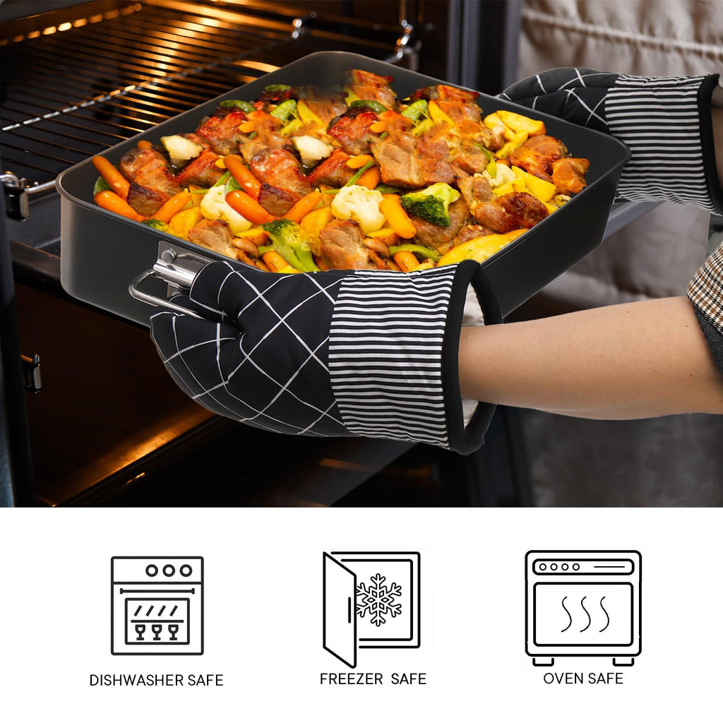 Jucoan Lasagna Pan 3 Inch Deep, 16 x 11.5 Inch Baking Pan for Oven, Non-Stick Baking Dishes Roasting Pan Brownies Pan for Baking, Roasting, Dishwasher Safe