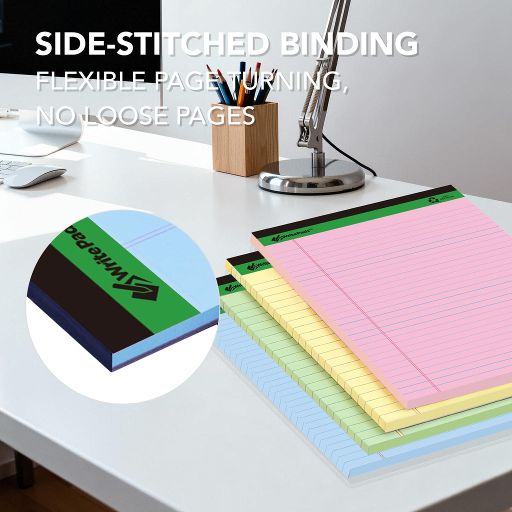 KAISA Colored Legal Pad 15lb Recycled Paper Writing Pad, 4pcs 5"x8" Legal Ruled and 4pcs 8.5" x 11.75" Wide Ruled, 50 Sheets, Mixed 8-Pack, KSU-7358