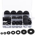 Glarks 175Pcs 7 Sizes Flat Rubber Washers Assortment Kit, 10/12/16/18/20/25/30mm Flat Round Plumbing Washers Heavy Duty Black Rubber Washers Vibration Damping Grommets for Faucet Pipe Hose Repair