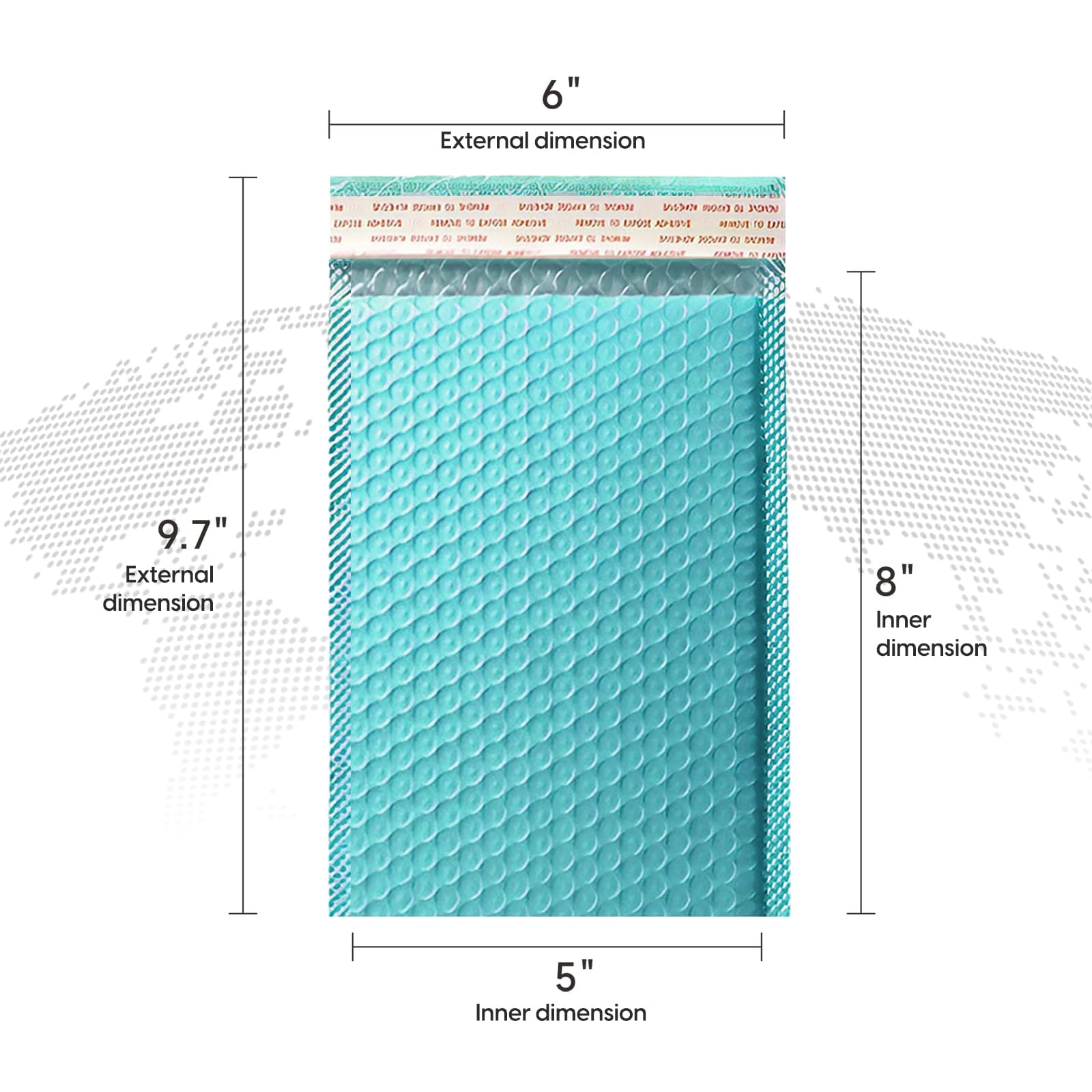 Bubble Mailers Waterproof 5 x 8 inches 50pcs Shipping Envelopes Multicolors Padded Envelopes Self Seal Adhesive (Teal, 5''x8'')