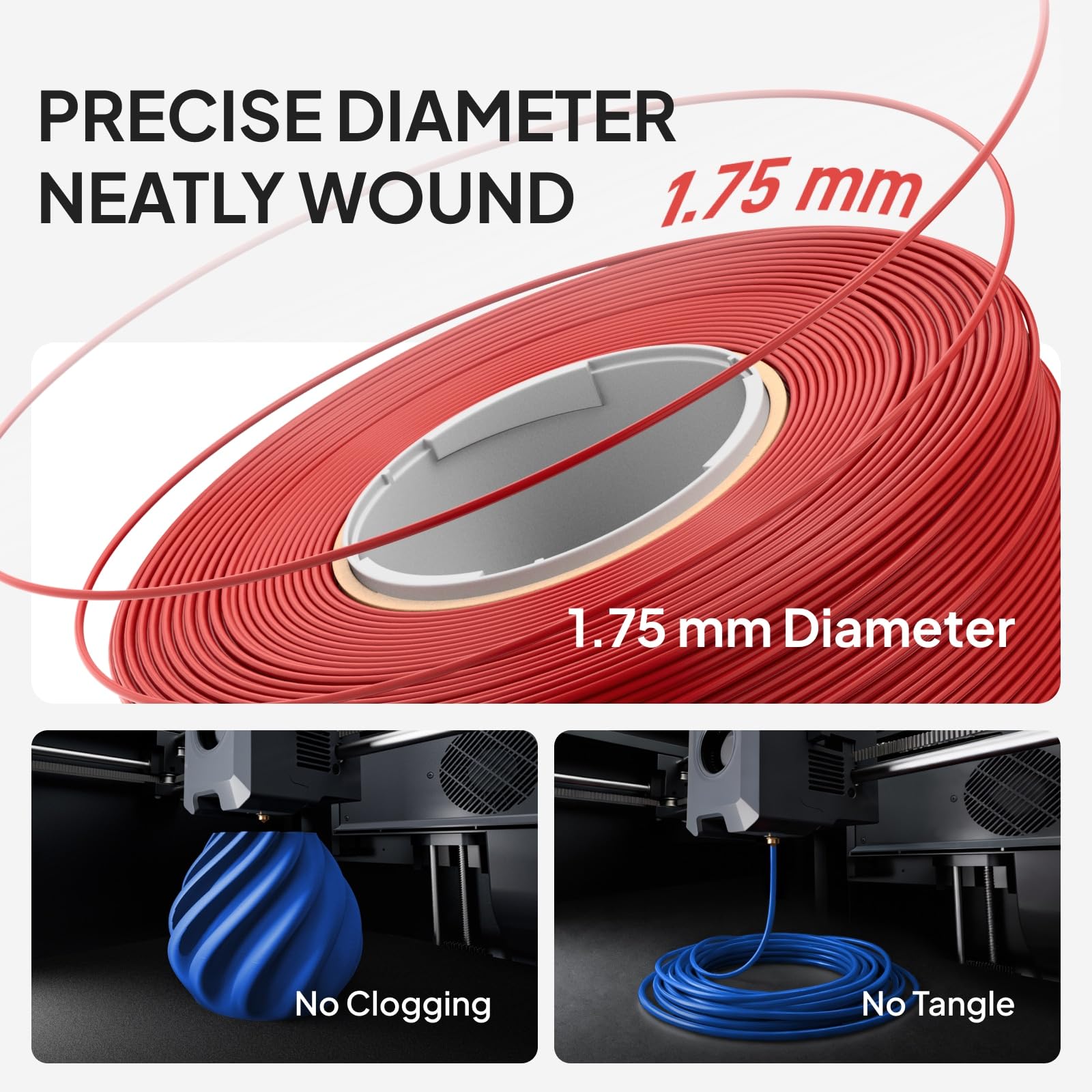ELEGOO PLA Basic Filament with Reusable Spool White 1KG,1.75mm PLA 3D Printing Filament 2.2lbs High Dimensional Accuracy, Easy Installation Detachable Spool Fits for Most 3D Printers