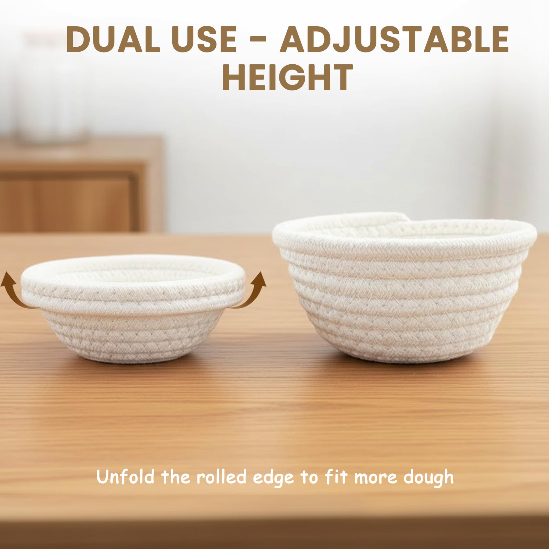 Mini Banneton Proofing Basket (5.5'', Set of 6), Natural Cotton Rope Small Banneton Basket & Liner, Sourdough Proofing Basket for Bread Bowls & Small Loaves