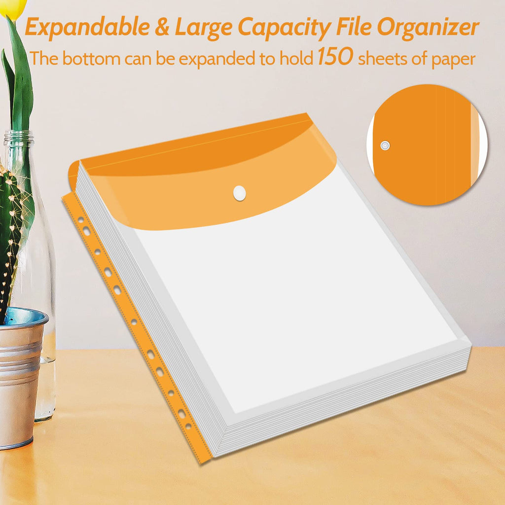 Plastic File Folders,Plastic Wallets Folder,14 Pack Plastic Wallets A4 Expandable Punched Pockets,A4 Folders Wallets Plastic Document Files Popper Wallets with Button Closure and Label Pocket,7 Colors