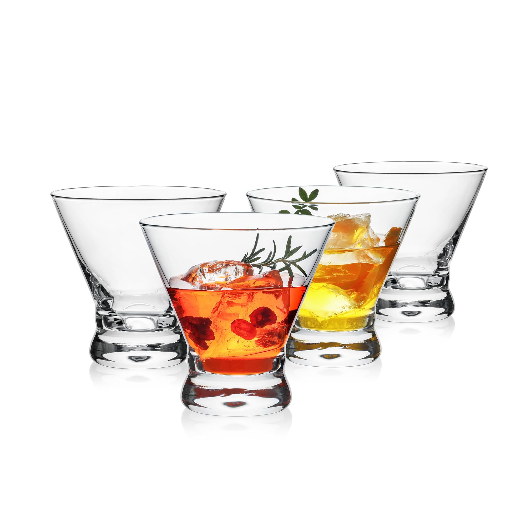 Martini Glasses Set of 4, 8oz Stemless Martini Cocktail Glasses for Margarita, Cosmopolitan, Manhattan, Home Bar, Gimlet, Pisco Sour, Brandy, Crystal Clear