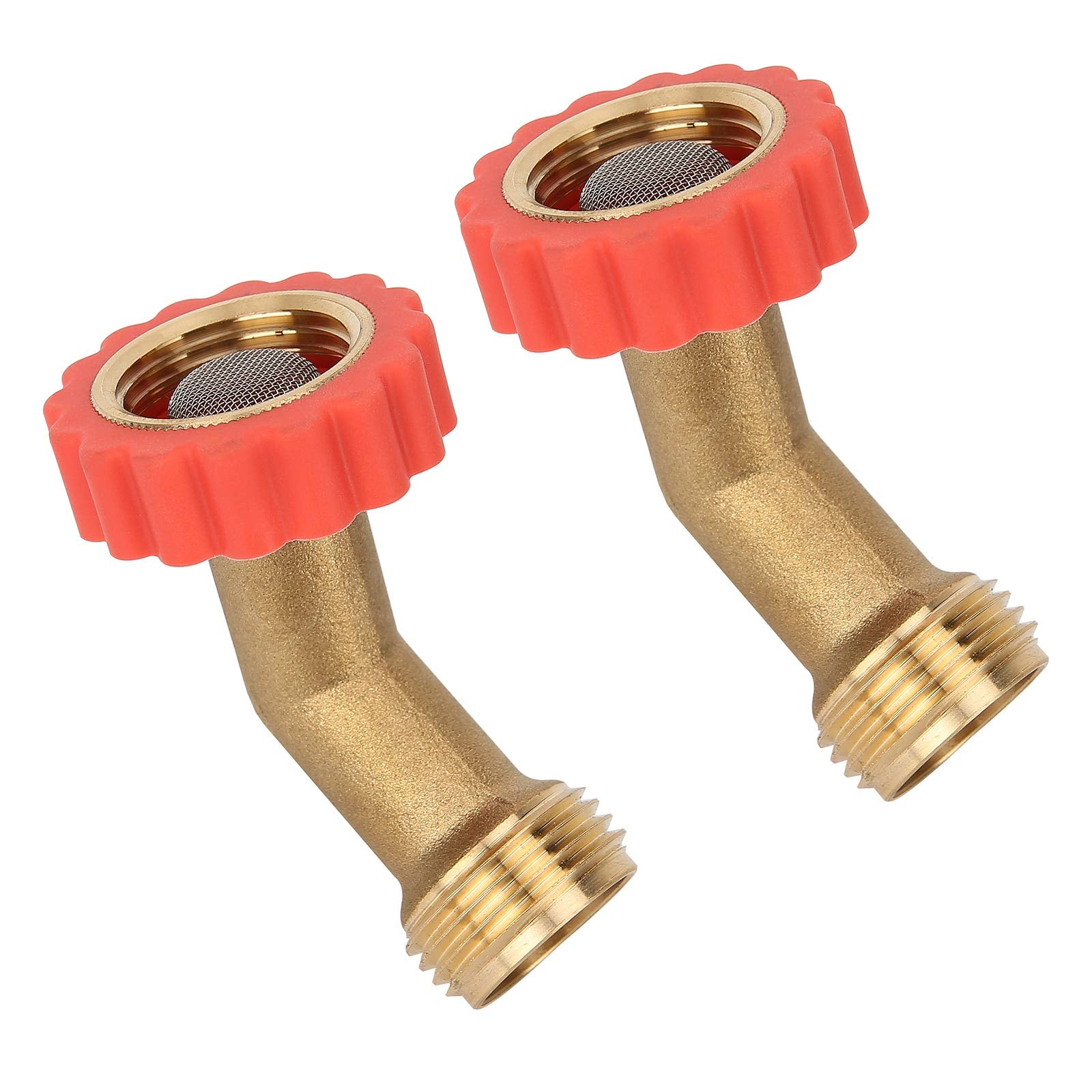 Solimeta 45-Degree Hose Elbow for RVs, Lead-Free Hose Protector with Water Filter, Garden Hose Adapter, 2 Pack