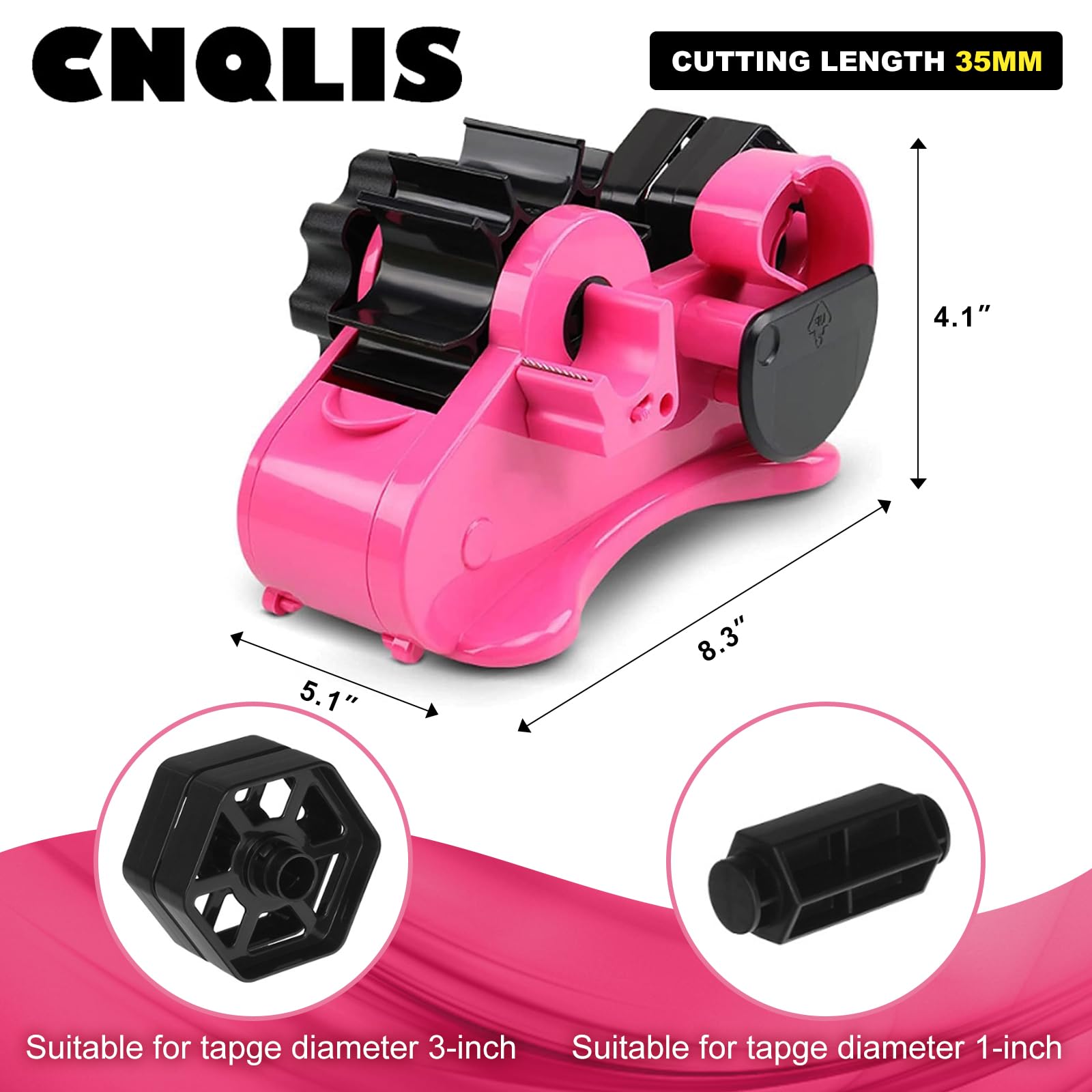 CNQLIS Sublimation Tape Dispenser Multiple Roll Cut Heat，Heat Press Thermal Tape Holder Dispenser for Desk with 1 inch and 3 inch Core （Pink）