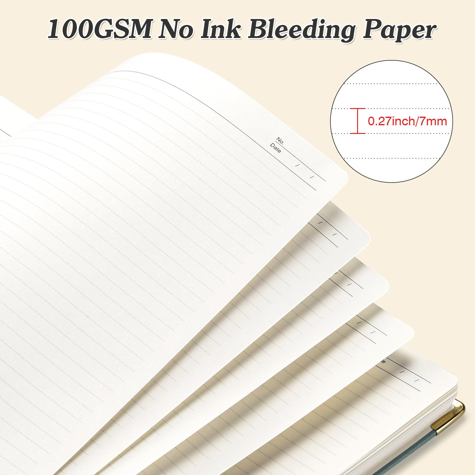 Spiral Notebook, 300 Numbered Pages Notebooks College Ruled with Contens, 100GSM Thick Journal for Women Men, Hardcover Leather Lined Journal for Writing, Large A5 Journaling Notebooks for Work School