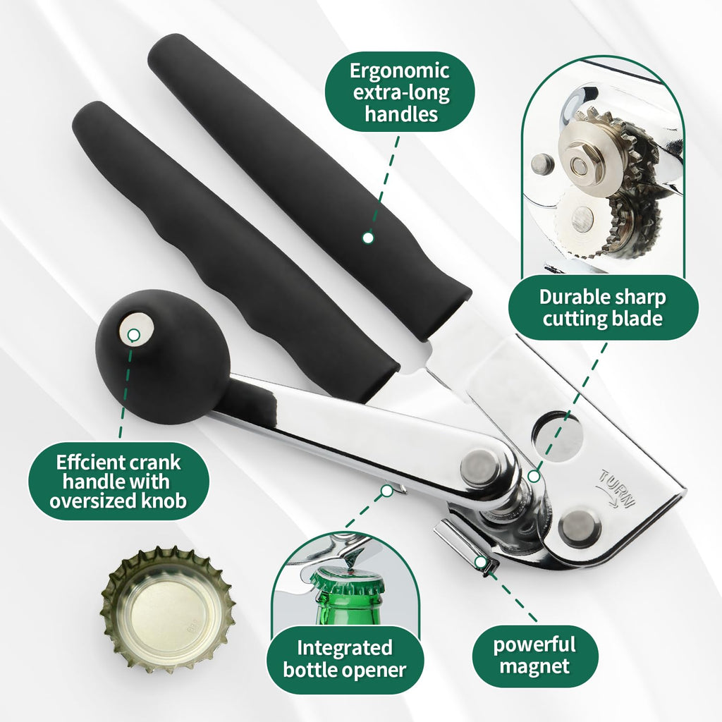 Roryimke Commercial Manual Can Opener Heavy Duty Stainless Steel Handheld Can Opener Extra-Long Handles Can Opener for Seniors for Kitchen Restaurant for Big Cans