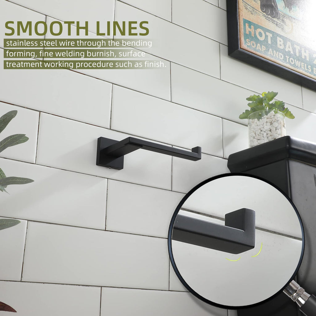 KOKOSIRI Black Toilet Paper Holder for Bathroom Tissue Paper Dispenser Stainless Steel Toilet Roll Holder Hold Mega Rolls Wall Mounted, B2006BK