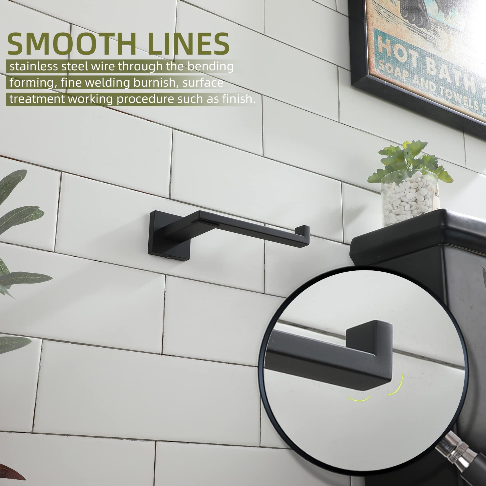 KOKOSIRI Black Toilet Paper Holder for Bathroom Tissue Paper Dispenser Stainless Steel Toilet Roll Holder Hold Mega Rolls Wall Mounted, B2006BK