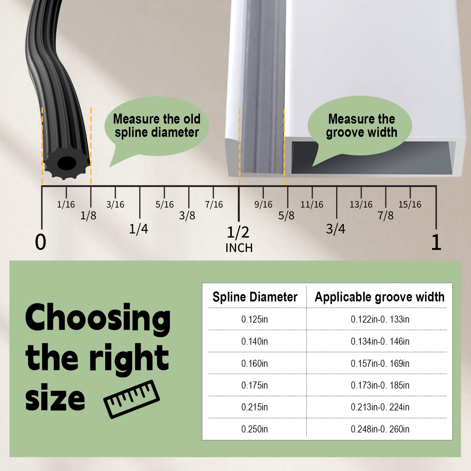 FLYZZZ Screen Spline 0.125" x 200' Spline for Window Screen Door Repair, Round，Black，Suitable for Regular Groove Width 0.122''-0.133''
