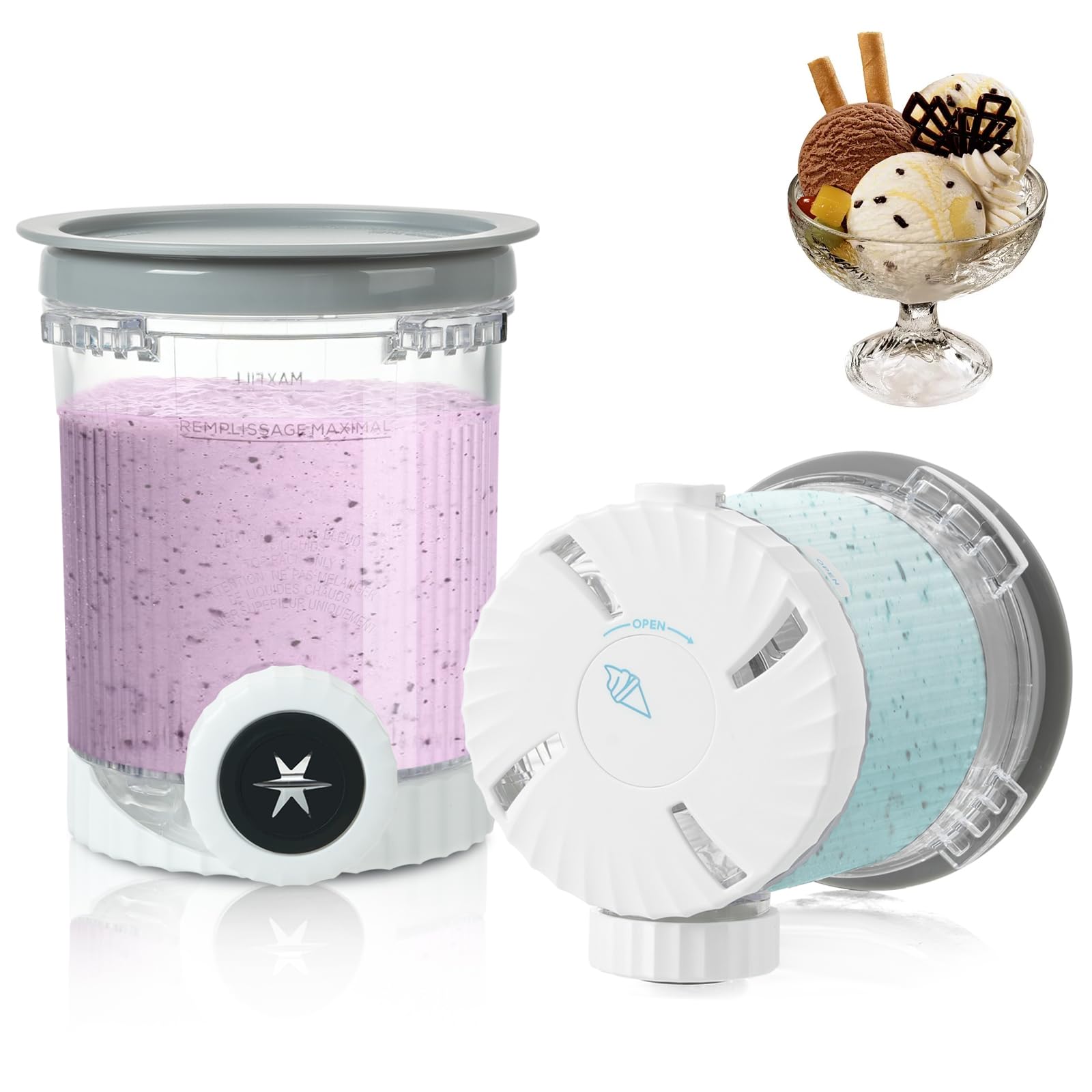 2 Pack Pint Containers Replacement for Ninja Swirl Ice Cream & Soft Serve Makers, 16oz Creami Swirl Pints and Lids Compatible with NC700 NC701 Series, BPA-Free & Dishwasher Safe
