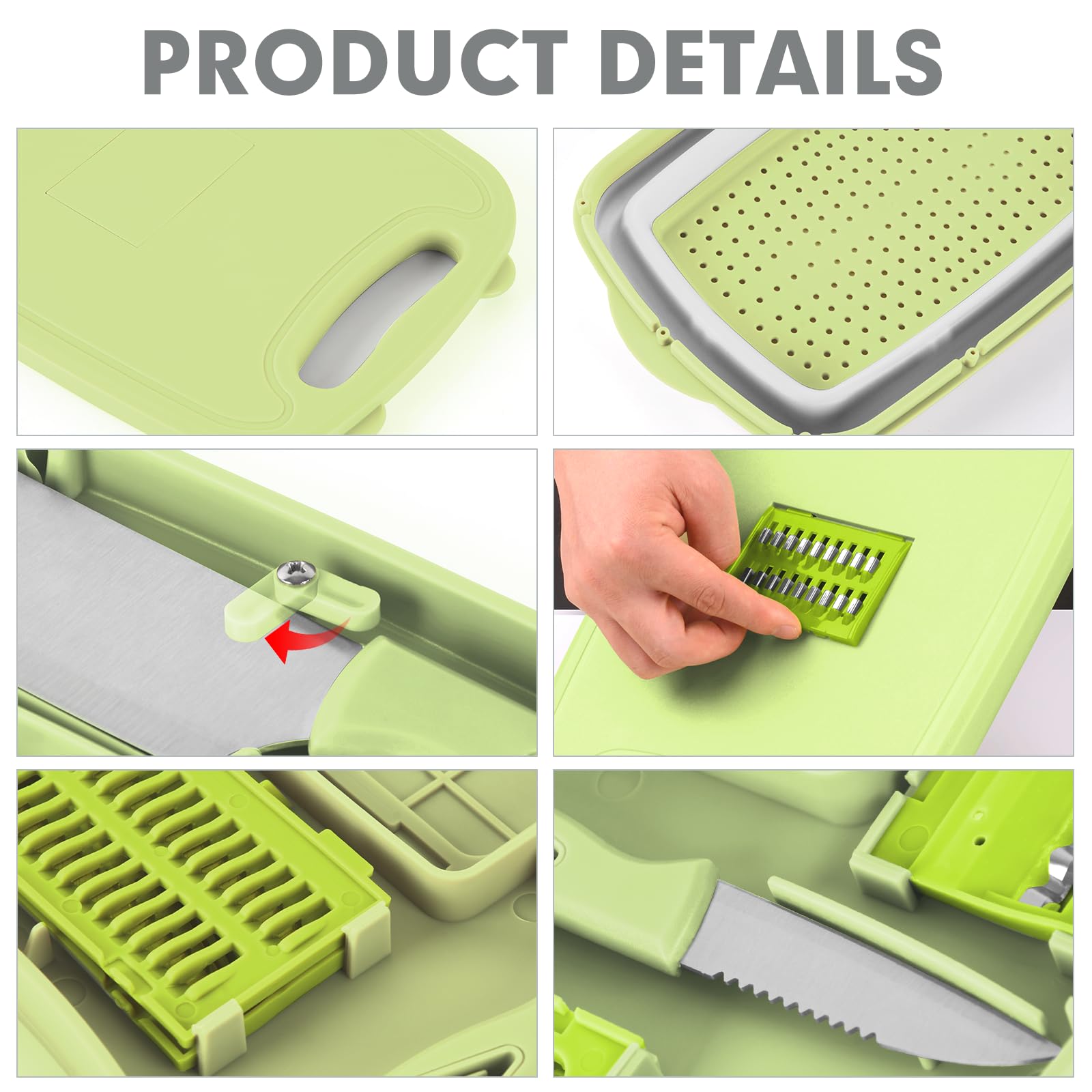 HI NINGER 9-in-1 Collapsible Camping Cutting Board With Colander, Multi Chopping Board Kitchen Vegetable Washing Basket, Camping Gifts and Accessories for RV Campers