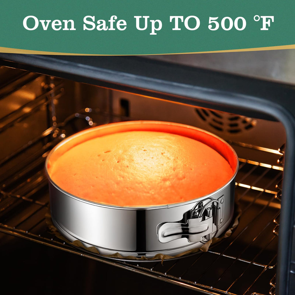 E-Gtong 9 Inch Springform Cake Pan, Stainless Steel Springform Pans, Leakproof & Nonstick Cheesecake Pan with Removable Bottom, Round Spring Form Cake Pan for Baking