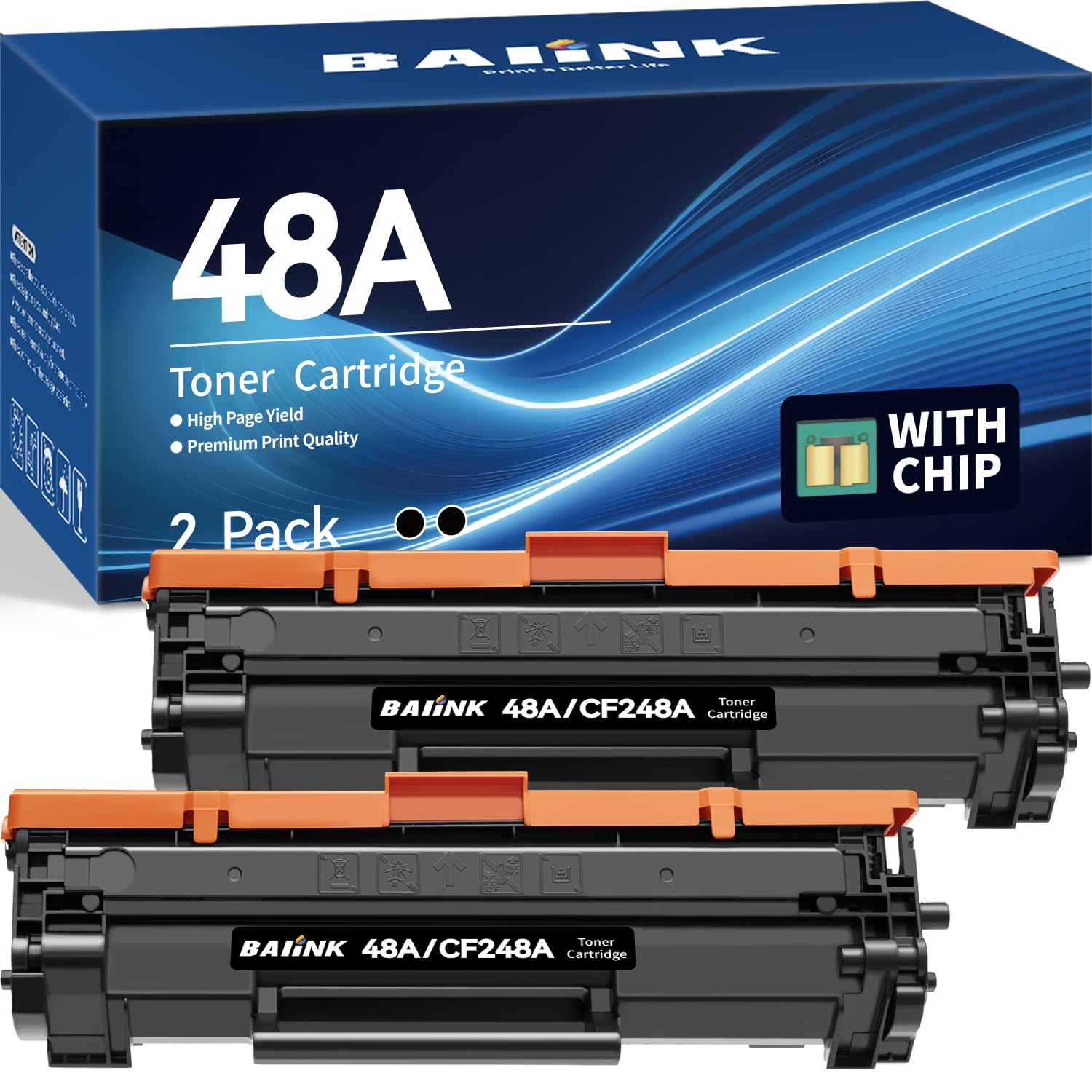 BAIINK CF248A 48A Toner Cartridge Compatible Replacement for HP 48A Toner Cartridge Black Compatible for HP Pro M15w M15a M16w M16a MFP M29w M29a M28w M28a M30w M31w M14 M17 M15 M28 (2 Black)
