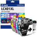LC401XL Ink Cartridges Compatible for LC401 LC401XL Ink Cartridges for MFC-J1010DW MFC-J1012DW MFC-J1170DW MFC-J1800DW Printer High Yield (4-Pack, BK/C/M/Y)
