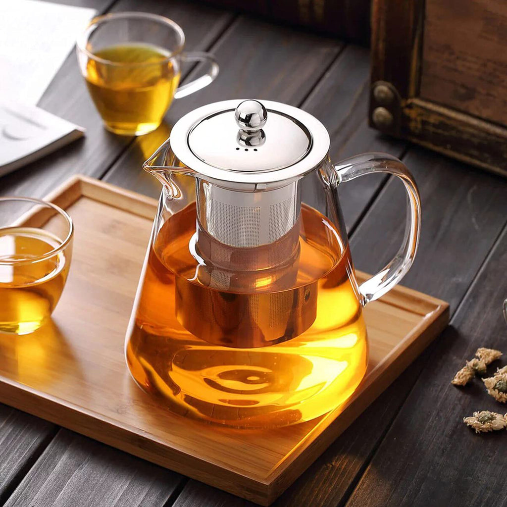 Mini Size Glass Teapot Tea Kettle-with Stainless Steel Removable Infuser for Blooming Tea & Loose Leaf Tea, Microwave & Stovetop Safe (550)