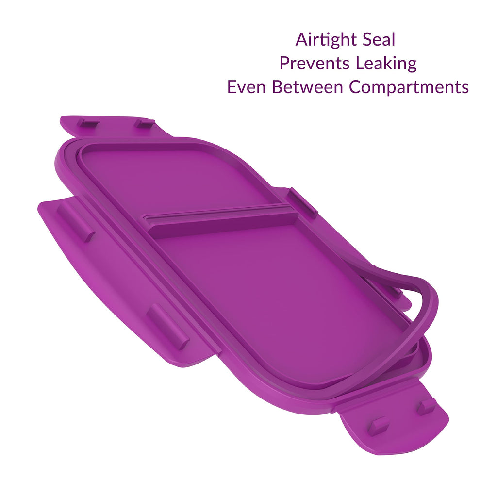 Bentgo® Glass Snack - Leak-Proof Bento-Style Snack Container with Airtight Lid and Divided 2-Compartment Design - 1.75 Cup Capacity for Meal Prepping, and Portion-Controlled Snacking (Purple)