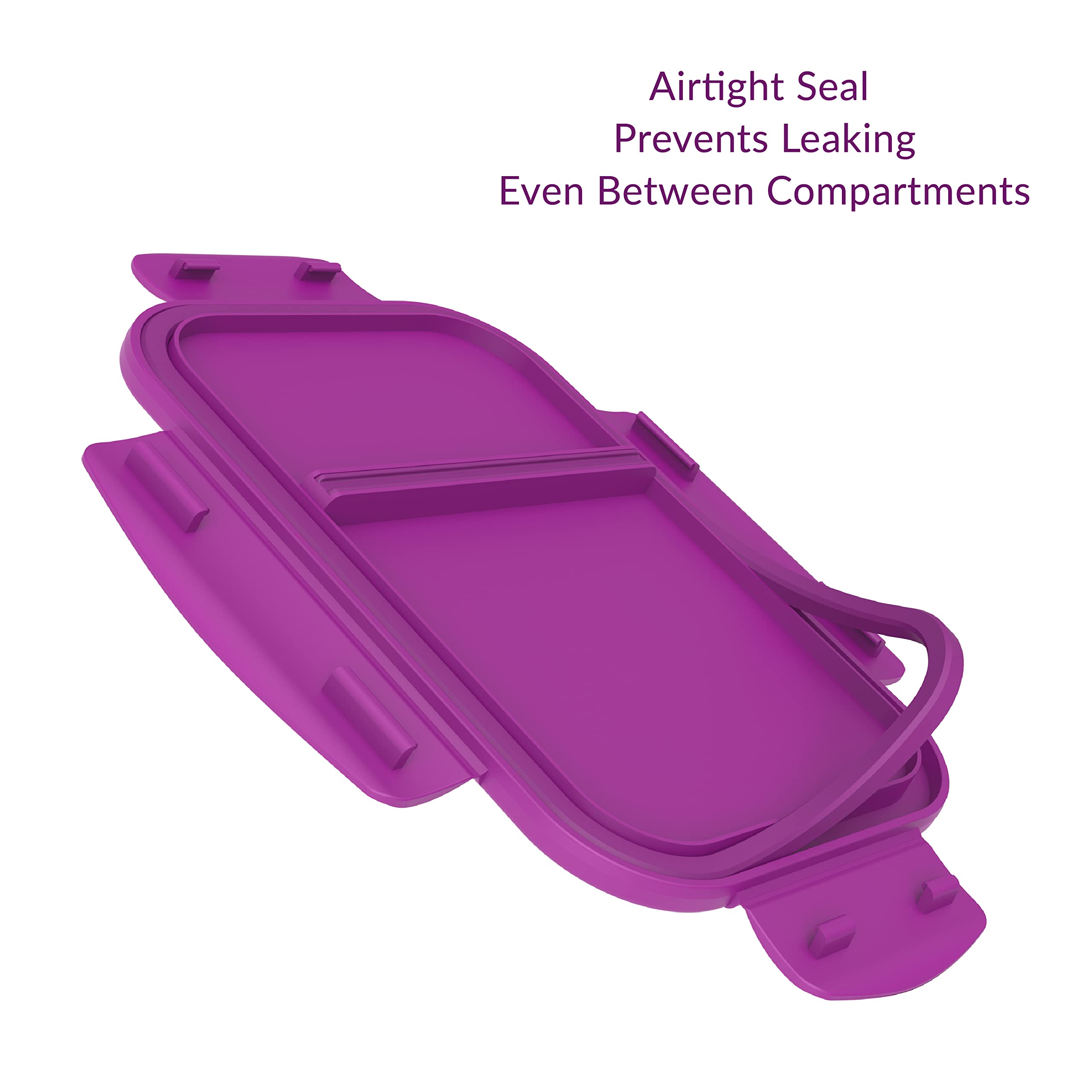 Bentgo® Glass Snack - Leak-Proof Bento-Style Snack Container with Airtight Lid and Divided 2-Compartment Design - 1.75 Cup Capacity for Meal Prepping, and Portion-Controlled Snacking (Purple)