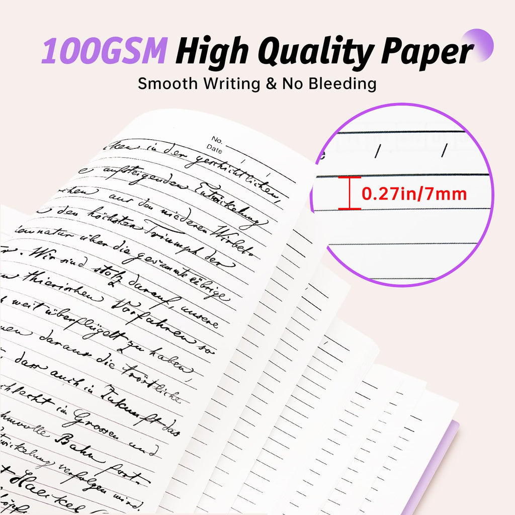 360 Pages A5 Spiral Notebook, 5 Subject Notebooks College Ruled, 100 GSM Thick Paper Lined Journal, Large Note Book with Removable Dividers for School, Office, Work and Writing (Purple)