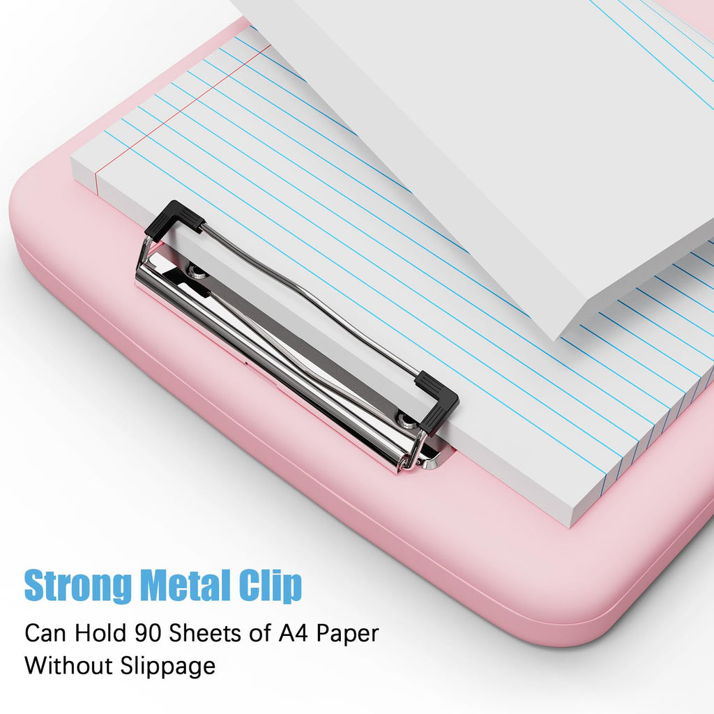 Hongri Clipboard with Storage with Pen Holder, Folder Nursing Clip Board 8.5 x 11 Foilo-Side Opening, High Capacity, Light Weight for Teachers, Classroom. Size 14 x 9.6 x 1.2 in(Pink)