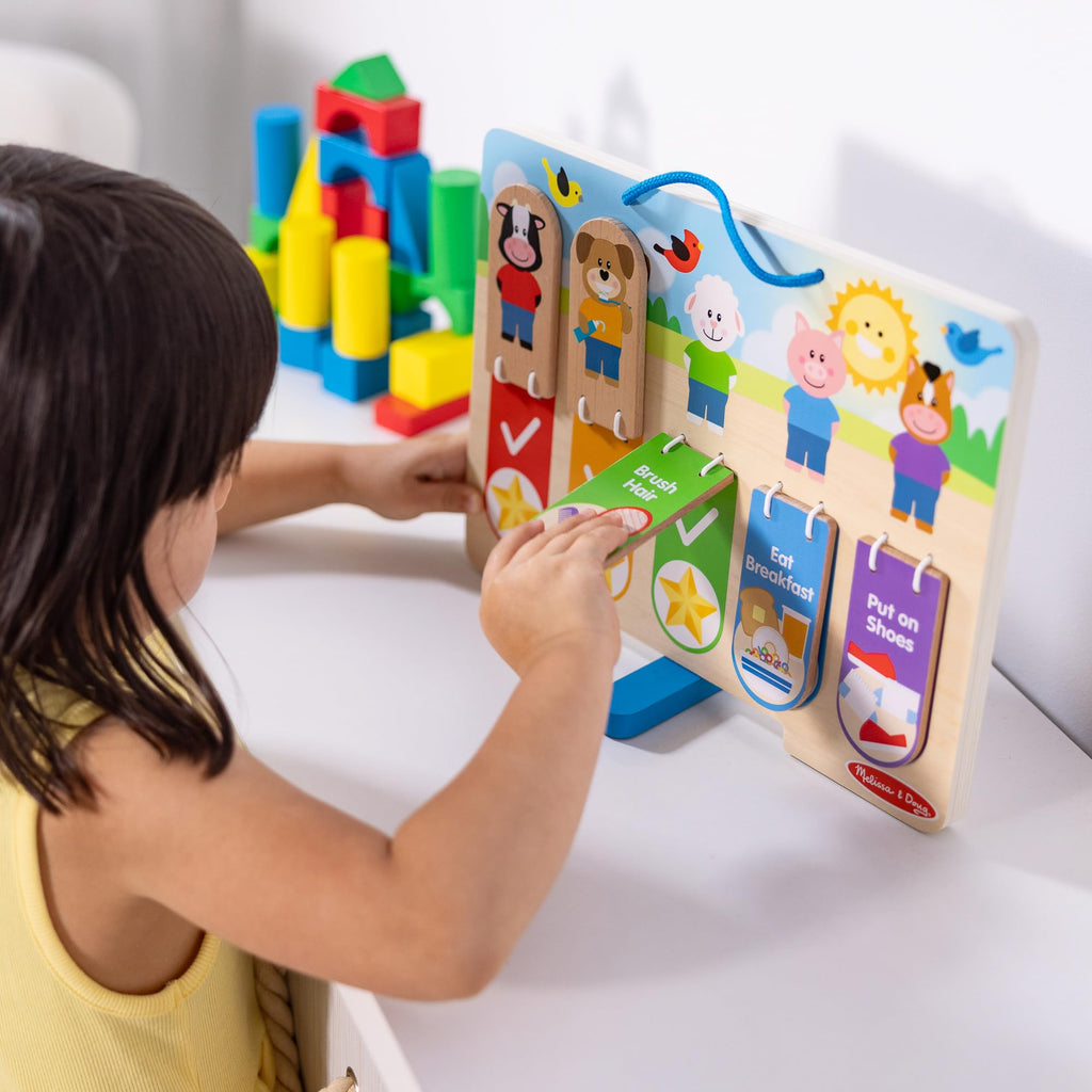Melissa & Doug My Daily Day and Night Wooden Routines Chart Learning Toy for Boys and Girls 3+ - FSC Certified
