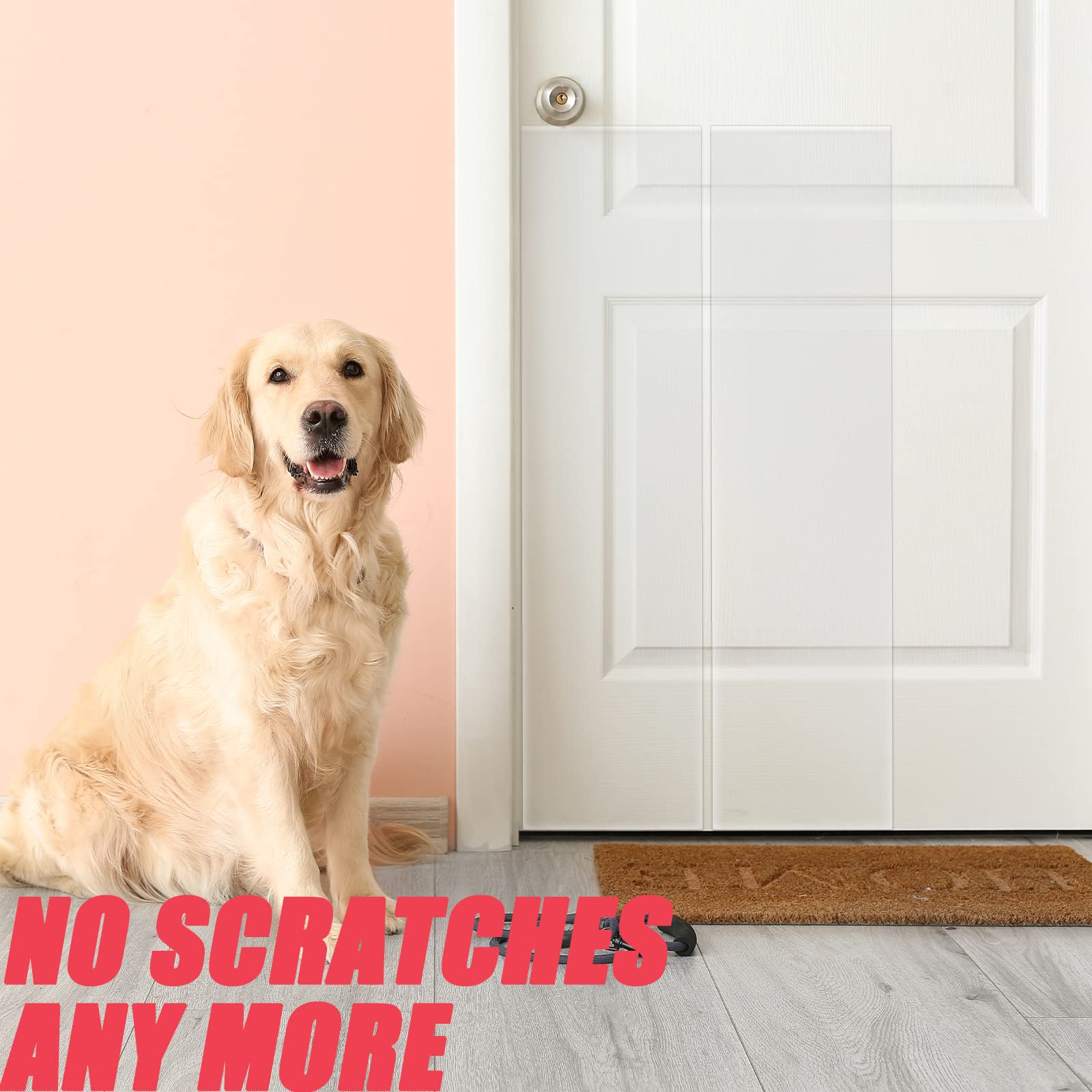 OKPOPLY Door Protector from Dog Scratching, 118'' X 8.3'', Clear Vinyl Dog Scratch Door Protector Heavy Duty Anti Claw Shield Guard for Wall Window Furniture, w/Scraper