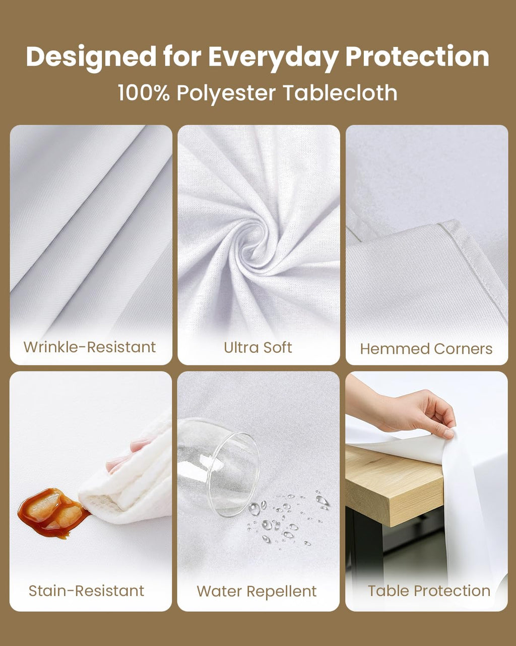 Utopia Kitchen White Rectangle Table Cloth 2 Pack [60x120 Inches] Nappe de Table Rectangulaire Machine Washable Polyester Table Cover for Dining, Picnic, Parties, Events, Weddings and Restaurants