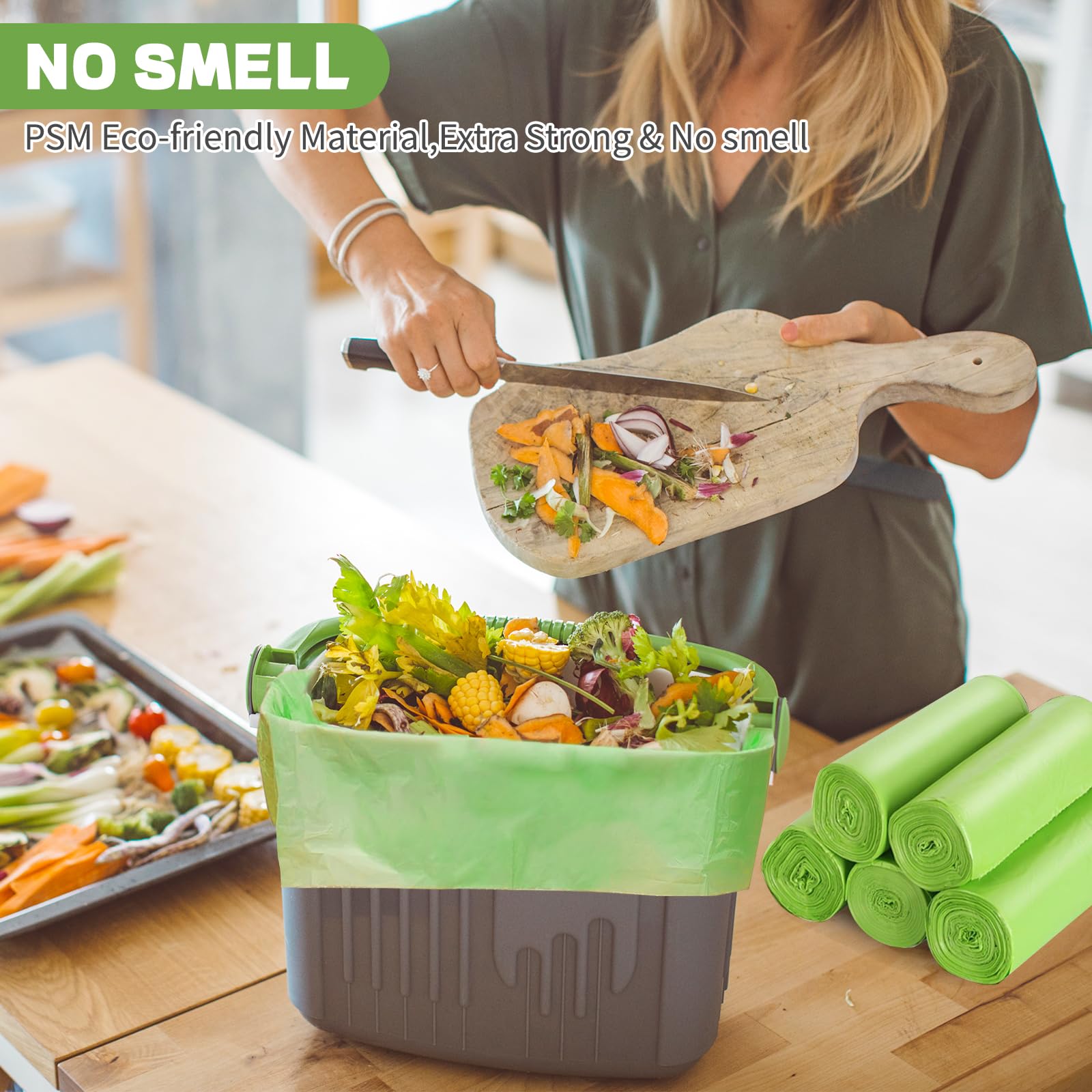 Compost Bags 15 L Biodegradable Garbage Bags 150 Count 4 Gallon Trash Bags for Kitchen Food Waste & Green Bin Compostable, Bathroom & Indoor