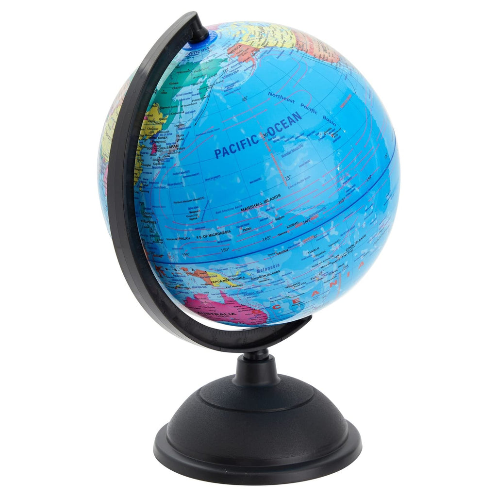Rotating World Globe with Stand for Kids Learning, 8-inch Spinning Earth Globe for Classroom Geography Education