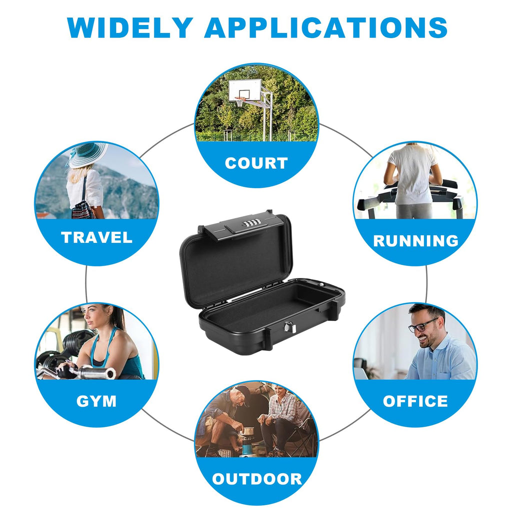 Travel Safe Portable Small Beach Safe Box with 4 Digital Combination Waterproof Security Case Lock Case with Removable Wire Rope Safety Box for Home Office Hotel Cars Travel