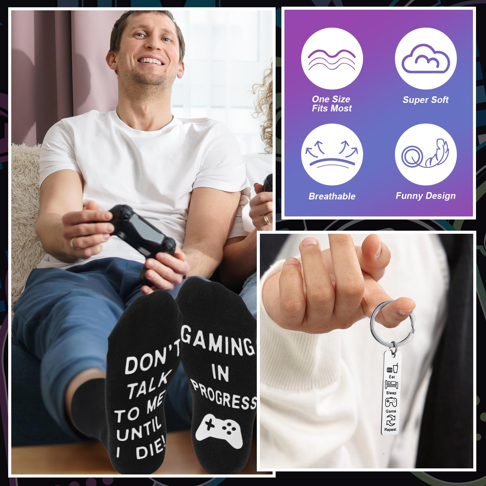 Jspupifip Gamer Gifts for Teenage Boys Boyfriend Men,Cool Gaming Gift for Gaming Lover,Tumbler Socks Pillow Cover Gift Box,Gaming Stuff Birthday Gift Valentines Gift