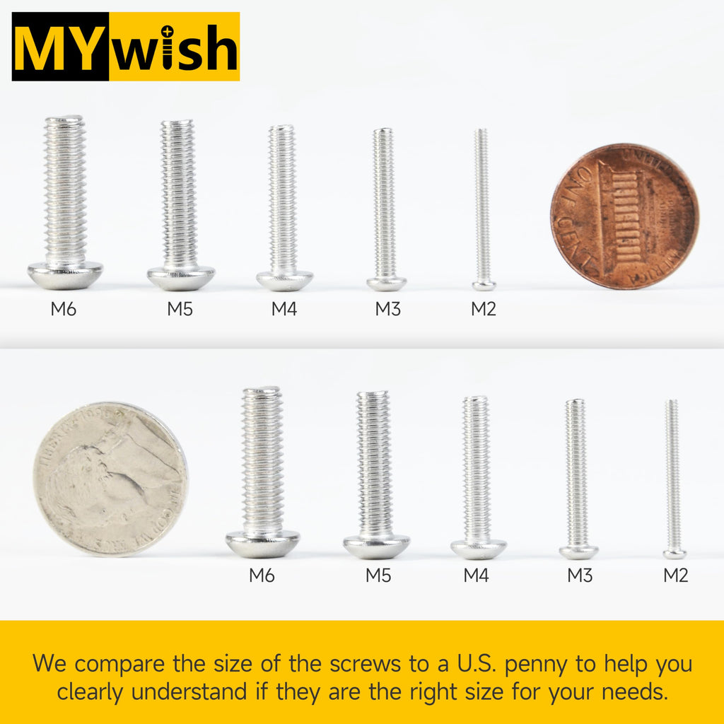 Mywish 1290 Pieces M2 M3 M4 M5 Screw Nuts and Bolts Assortment Kit, Metric Screws 304 Stainless Steel Button Head Socket Cap Metric Screw Assortment with Flat Washers/Nuts/Hex Wrenches 16 Sizes