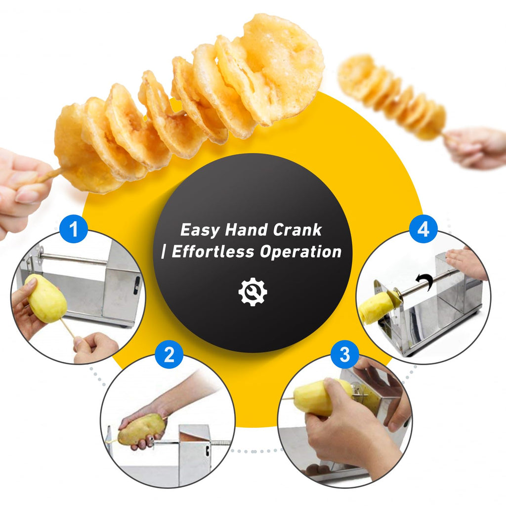 RioRand Manual Stainless Steel Twisted Potato Slicer Spiral Vegetable Cutter French Fry