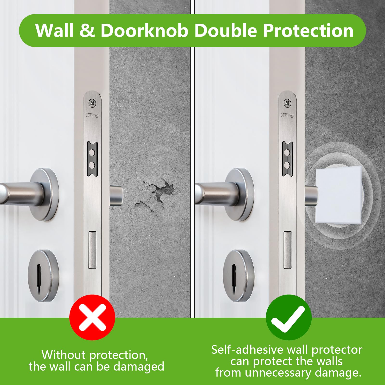 HOME MASTER HARDWARE Self Adhesive Wall Protector Square 4 inch, 10 Pack Door Handle Wall Shield Guard Door Stop, Rigid Vinyl Wall Protection Pad White 10 Pack