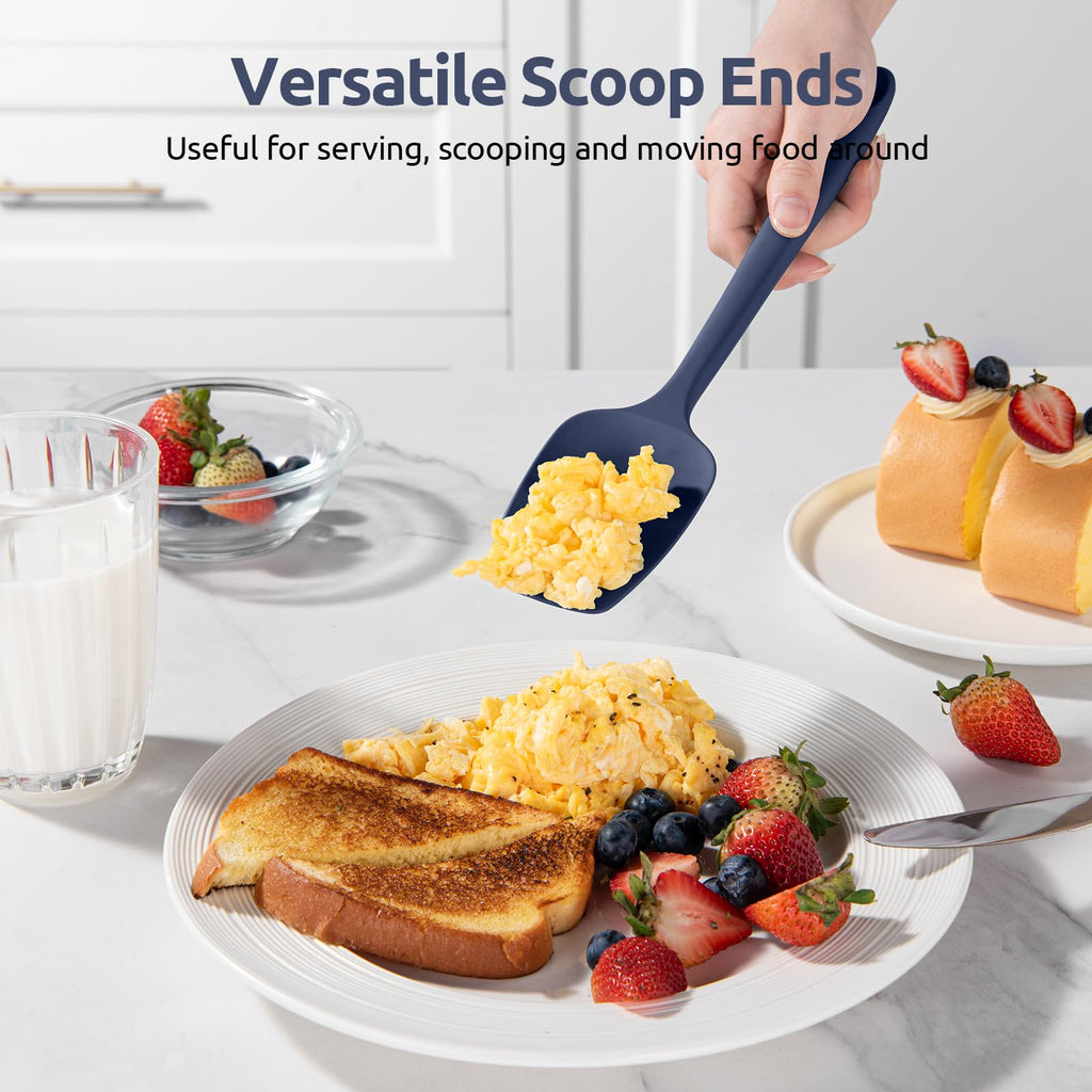 Heat Resistant Silicone Spatula Set: U-Taste 600ºF High Temp Seamless BPA-Free Food Grade Flexible Rubber Silicon Kitchen Cooking Mixing Baking Scraper for Nonstick Cookware Set of 4 (Midnight Blue)