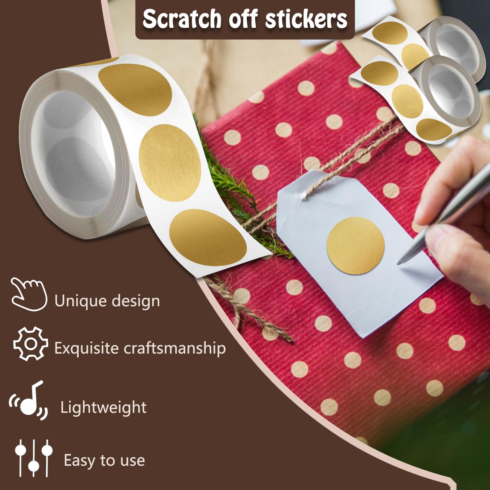 600PCS 1 Inch Scratch Off Sticker Round Labels Scratch Off Card Stickers Circle Self Adhesive Labels for Lottery Tickets DIY Reward Cards (Gold)