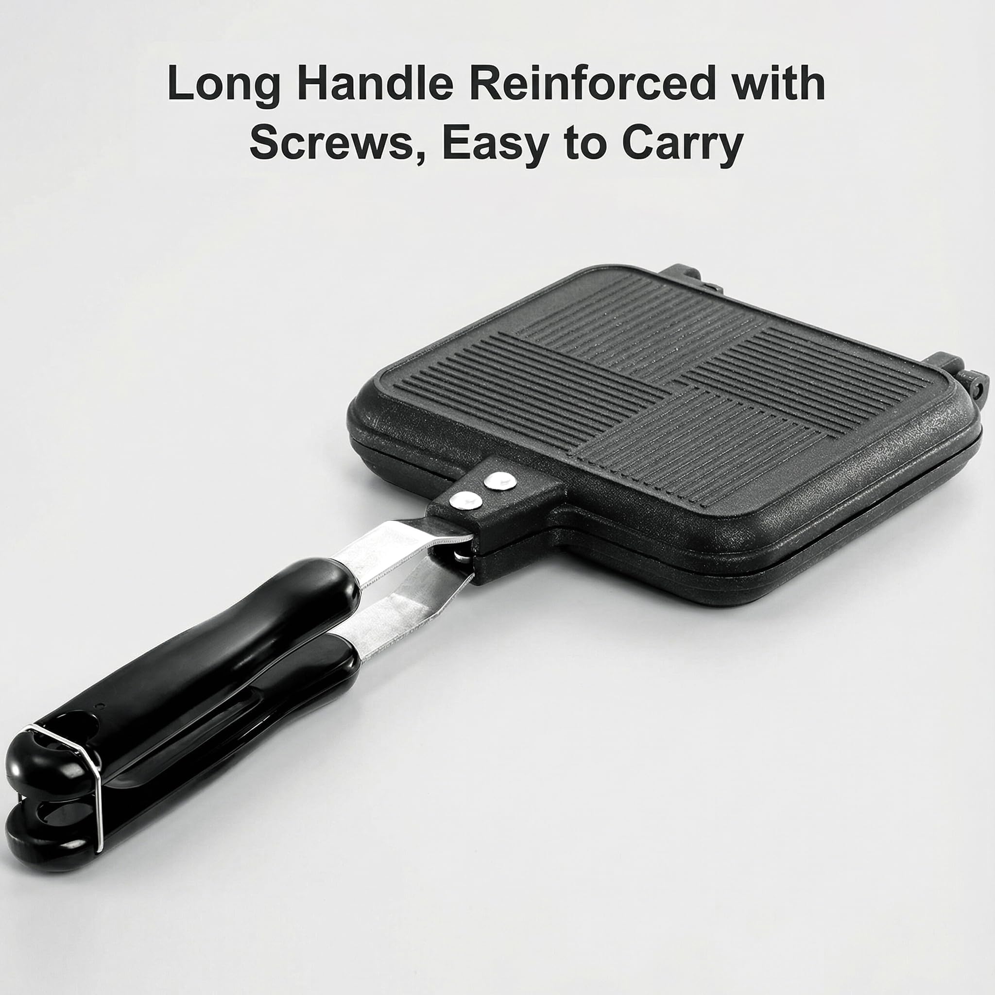 Elsjoy Grilled Cheese Sandwiches Maker, Non-Stick Toasted Sandwich Press with Handle, Stovetop Aluminum Flip Panini Maker Pan for Breakfast, Camping, Home, Kitchen