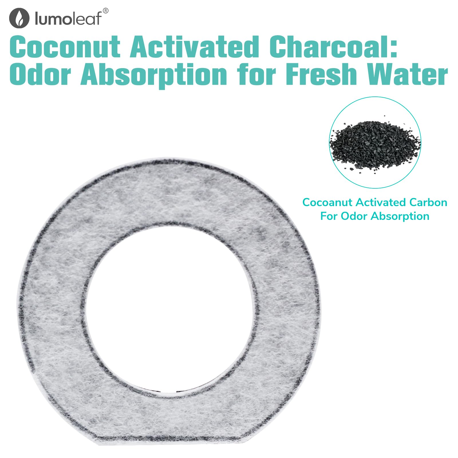 LumoLeaf Replacement Filters for 70oz/2L & 135oz/4L No Spill Dog Water Bowl, Coconut Activated Charcoal Filters for Dog Water Dispenser, Pack of 4